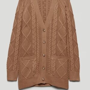 Aritzia Wilfred
Anya Sweater Brown Cable Knit Cardigan
